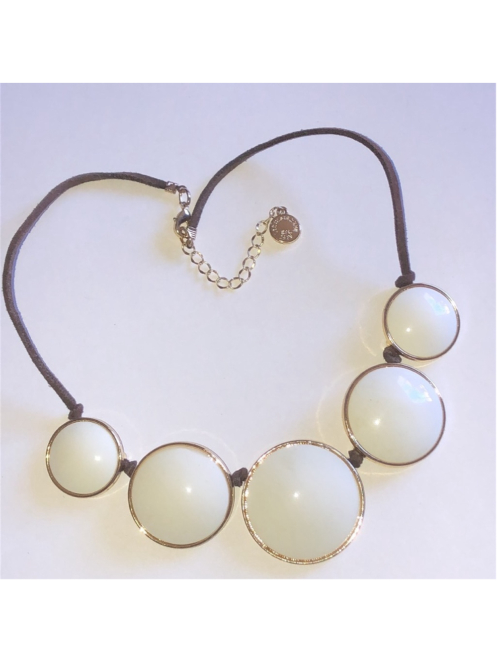 Liz Claiborne Elegant Gold Tone and White Boho Statement Necklace